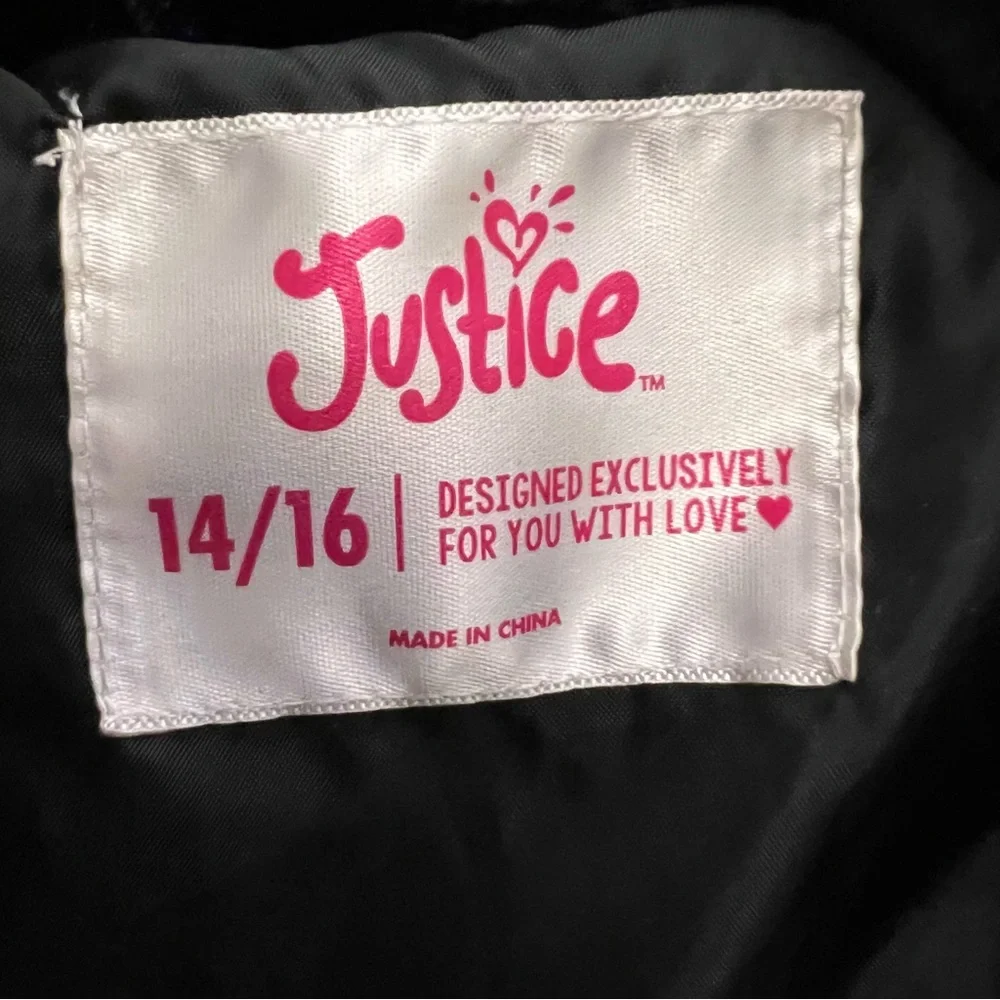 Justice Black Velvet‎ Motercycle Style Jacket Girl’s 14/16 Like New